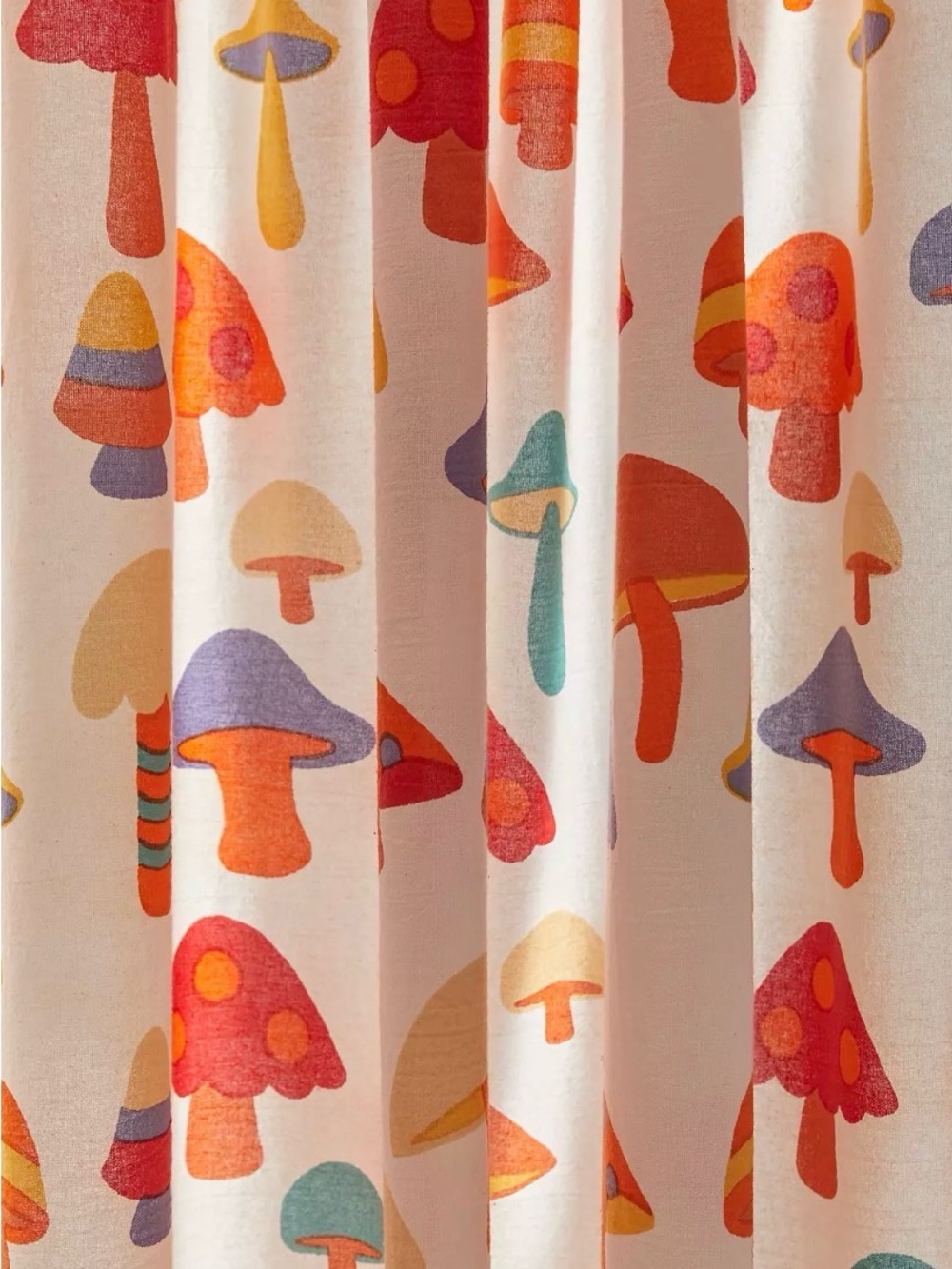 Urban Outfitters Home Mushroom Print Cloth Curtain Panel in Warm Multicolor NWT